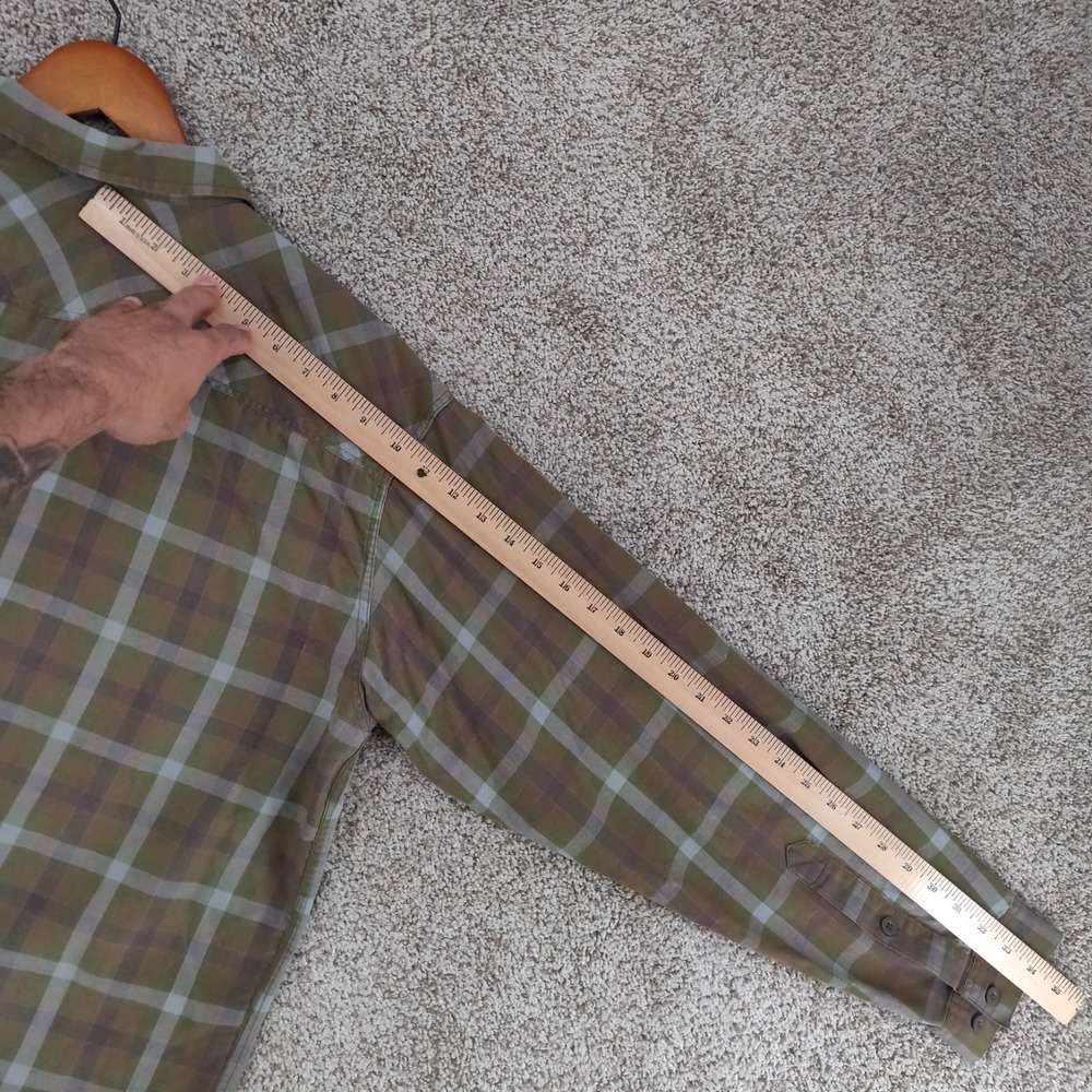 Patagonia Fjord Lightweight Flannel Shirt Mens Large Green Plaid Long Sleeve - Picture 13 of 15